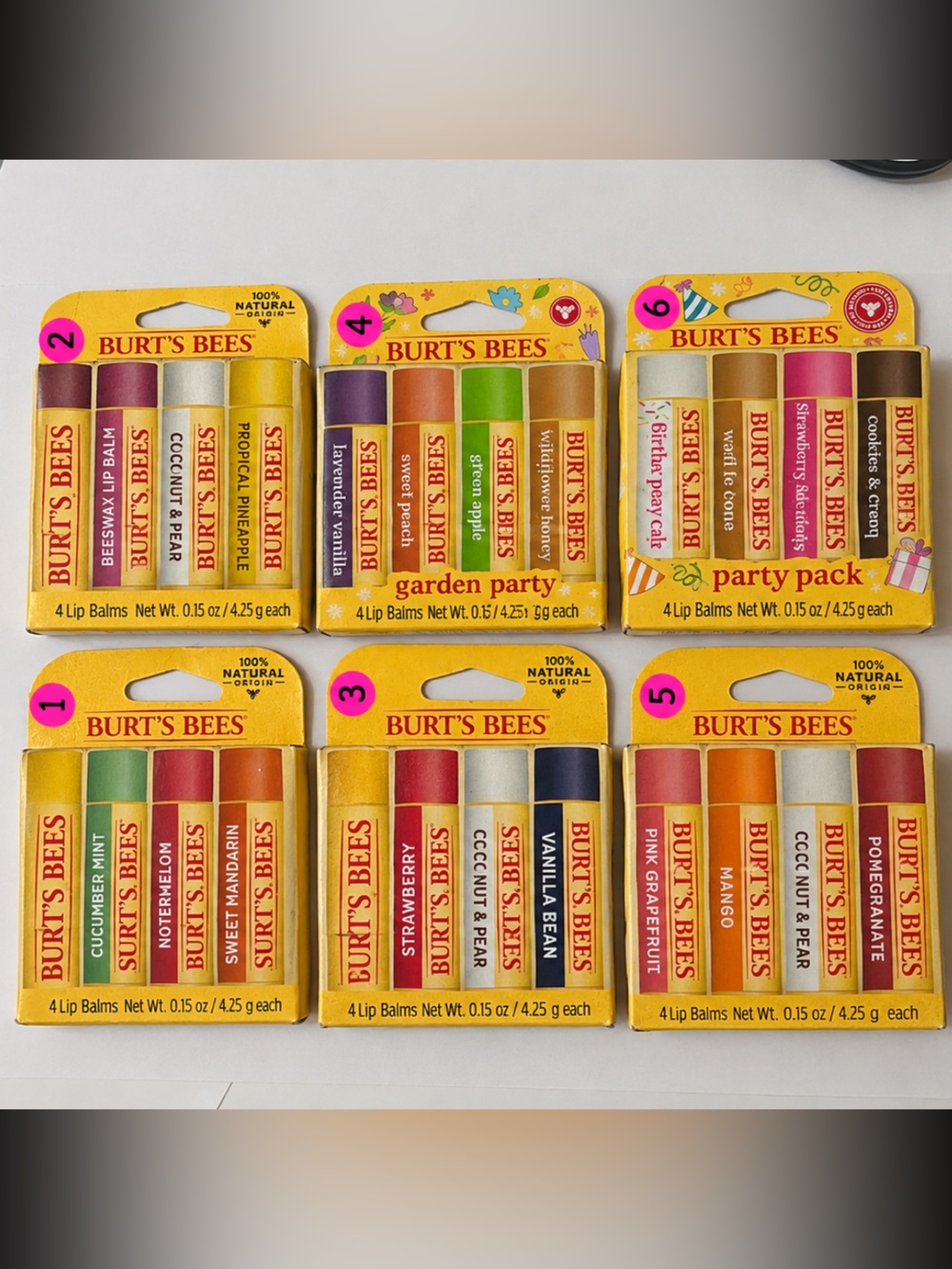 Burt’s Bees Lip Balm 6 Pack Bundle – Pick Any 3 NEW